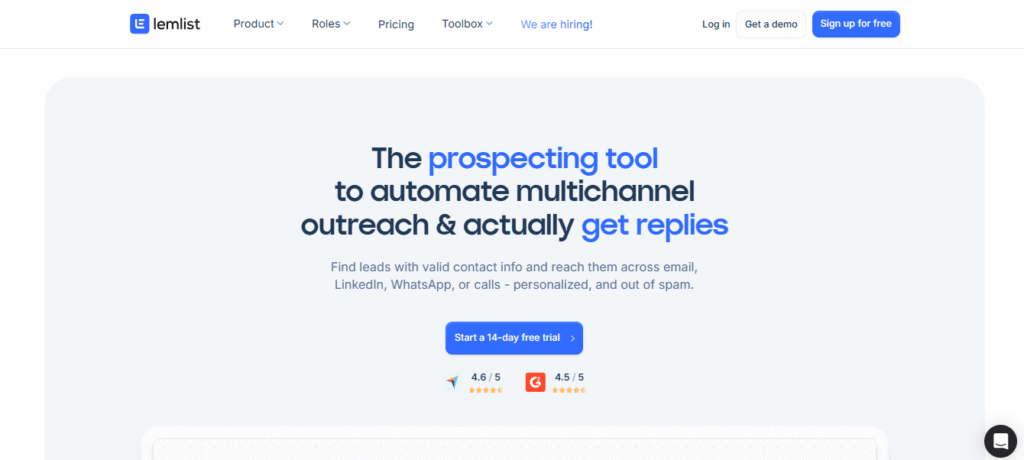 lemlist review home, email outreach tools