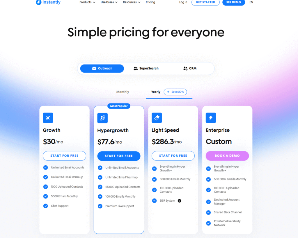 instantly ai pricing