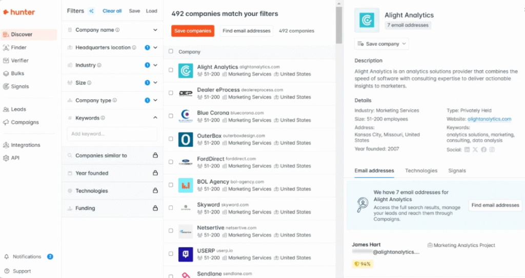 Hunter.io, email finder tools