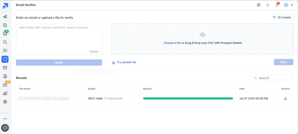 Saleshandy email verification
